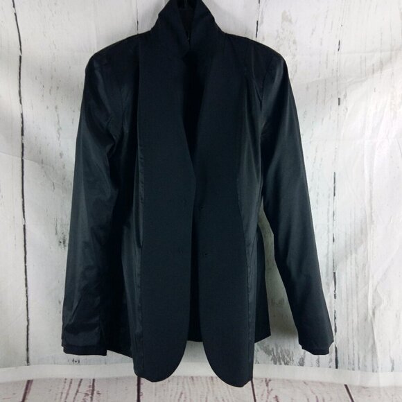 Banana Republic Stretch Womens Size 0 Wool Blend 2 Btn Black Suit Blazer Jacket - Picture 12 of 13